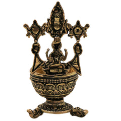 Brass Vishnu Lakshmi Lamp Lakshmi Narayan Deepam Vilakku Mahalakshmi Narayana Diya Peetal Pital Pittal Hittale Sacred Pooja Jyoti Mandir Oil Deep, Gold, 3 Inch, 1 Piece