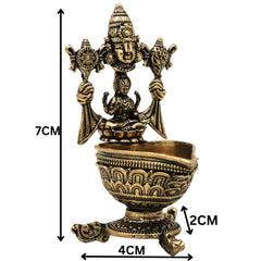 Brass Vishnu Lakshmi Lamp Lakshmi Narayan Deepam Vilakku Mahalakshmi Narayana Diya Peetal Pital Pittal Hittale Sacred Pooja Jyoti Mandir Oil Deep, Gold, 3 Inch, 1 Piece