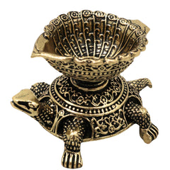 Brass Kurma Deepam Tortoise Lamp Peetal Kachhua Diya Aamai Vilakku Vishnu Kurma Avatar Vastu Puja Oil Lamp Home Decor Gift, Gold, 1.5 Inch, 1 Piece