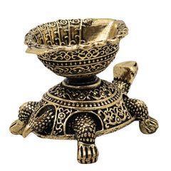 Brass Kurma Deepam Tortoise Lamp Peetal Kachhua Diya Aamai Vilakku Vishnu Kurma Avatar Vastu Puja Oil Lamp Home Decor Gift, Gold, 1.5 Inch, 1 Piece