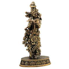 Brass Krishna Idol Bal Gopal Laddu Gopal Murti Peetal Kanhaiya Govinda Gopala Venugopala Bhagwan Vigraha Small Puja Moorti Home Temple Decor Gift Statue, Gold, 3 Inch, 1 Piece
