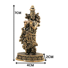 Brass Krishna Idol Bal Gopal Laddu Gopal Murti Peetal Kanhaiya Govinda Gopala Venugopala Bhagwan Vigraha Small Puja Moorti Home Temple Decor Gift Statue, Gold, 3 Inch, 1 Piece