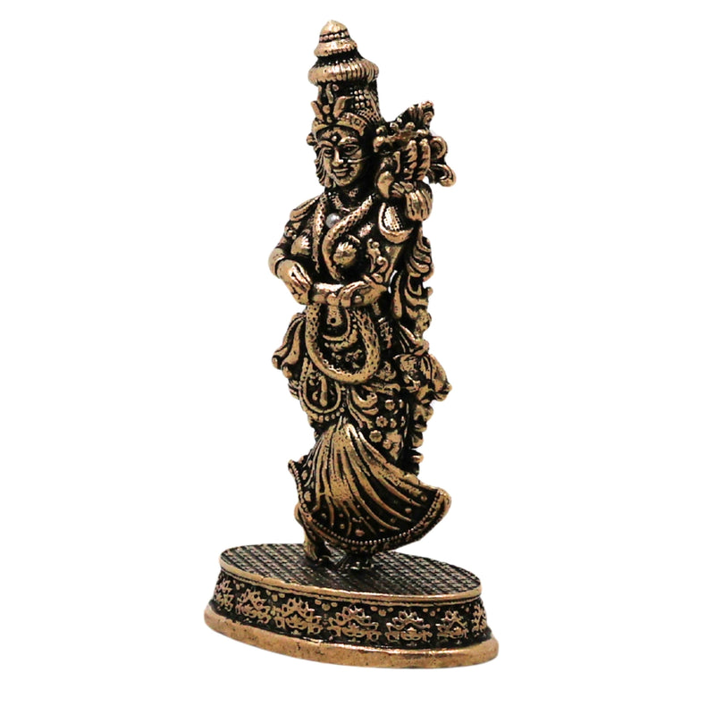 Brass Radha Rani Idol Radharani Radhika Kishori Ji Peetal Murti Vigraha Moorti for Puja Mandir Home Decor Spiritual Gift Statue, Gold, 3 Inch, 1 Piece