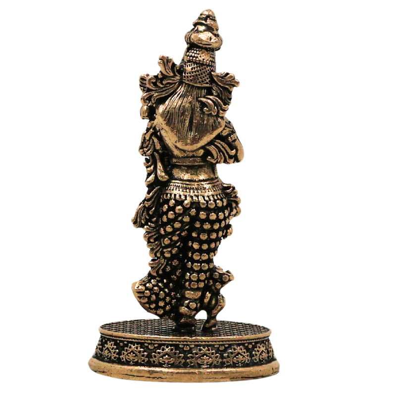 Brass Radha Rani Idol Radharani Radhika Kishori Ji Peetal Murti Vigraha Moorti for Puja Mandir Home Decor Spiritual Gift Statue, Gold, 3 Inch, 1 Piece