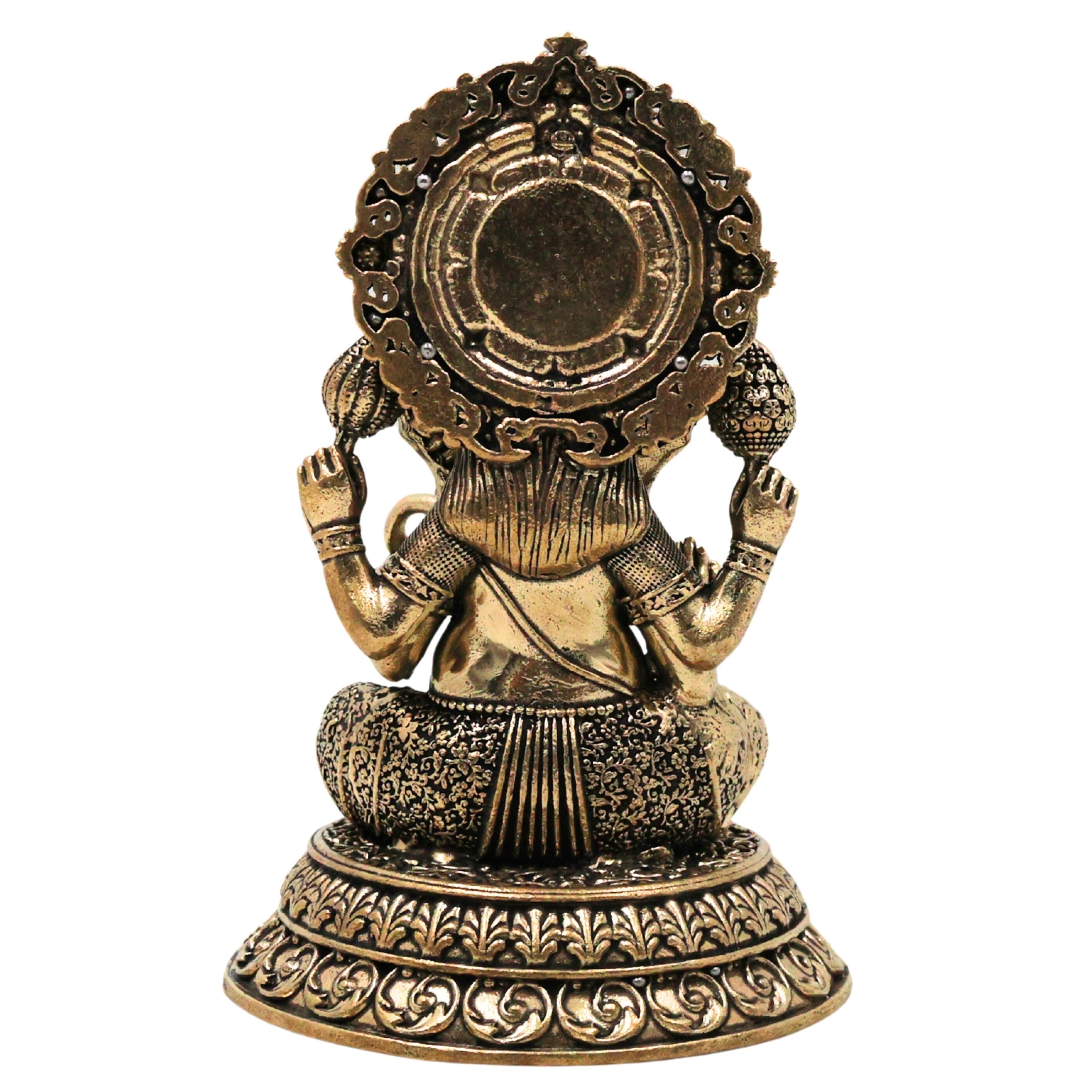 Brass Ganesha Idol, Peetal Ganapati Murti Vinayaka Vigraha Siddhivinayak Vighnaharta Pillaiyar Statue for Home Pooja Decor, Gold, 5.5 Inch, 1 Piece