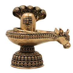 Brass ShivaLingam Shivling Mahalingam Jyotirlinga Peetal Shivalinga Murti for Pooja Home Temple Decor, Gold, 4 Inch, 1 Piece