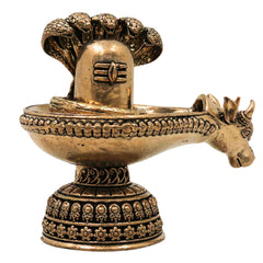 Brass ShivaLingam Shivling Mahalingam Jyotirlinga Peetal Shivalinga Murti for Pooja Home Temple Decor, Gold, 4 Inch, 1 Piece