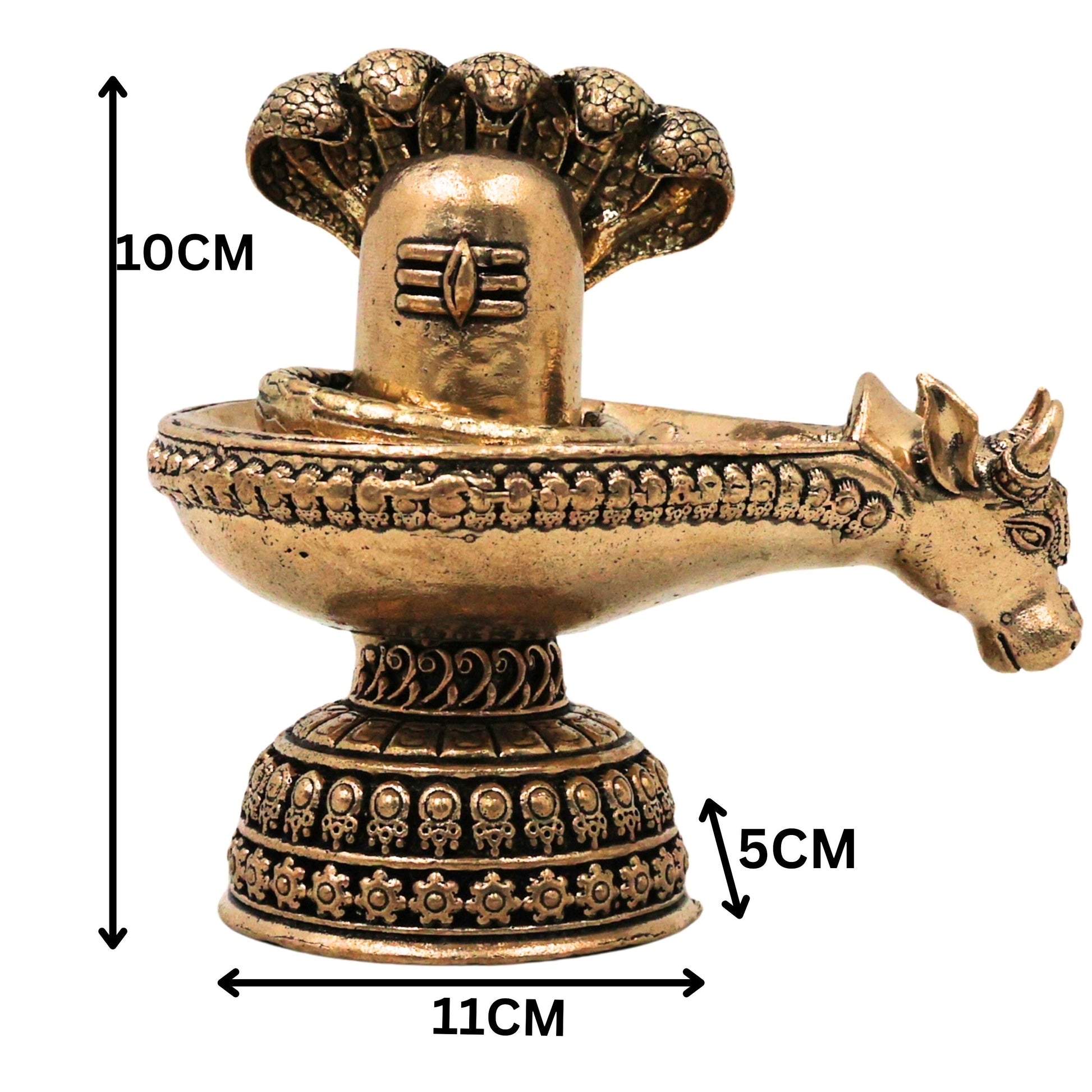 Brass ShivaLingam Shivling Mahalingam Jyotirlinga Peetal Shivalinga Murti for Pooja Home Temple Decor, Gold, 4 Inch, 1 Piece