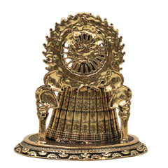 Brass Khatu Shyam Ji Idol Peetal Shyam Baba Murti Sheesh Ke Dani Teen Baan Dhaari Veer Barbarik Vigraha for Pooja Mandir Home Decor Gift, Gold, 3.5 Inch, 1 Piece