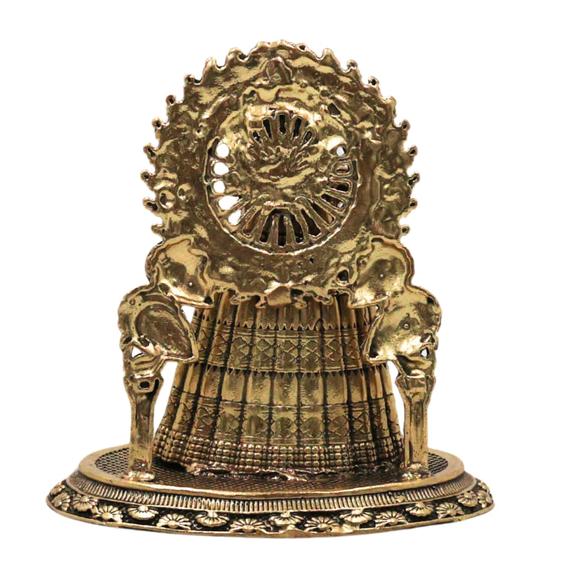 Brass Khatu Shyam Ji Idol Peetal Shyam Baba Murti Sheesh Ke Dani Teen Baan Dhaari Veer Barbarik Vigraha for Pooja Mandir Home Decor Gift, Gold, 3.5 Inch, 1 Piece