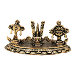 Brass Vishnu Balaji Symbols Idol, Shankha Chakra Gada Padma Srivatsa Namam Narayana Hari Venkateshwara Vaishnava Murti for Puja Decor Gift, Gold, 1.5 Inch, 1 Piece