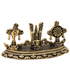 Brass Vishnu Balaji Symbols Idol, Shankha Chakra Gada Padma Srivatsa Namam Narayana Hari Venkateshwara Vaishnava Murti for Puja Decor Gift, Gold, 1.5 Inch, 1 Piece