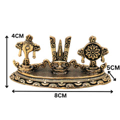 Brass Vishnu Balaji Symbols Idol, Shankha Chakra Gada Padma Srivatsa Namam Narayana Hari Venkateshwara Vaishnava Murti for Puja Decor Gift, Gold, 1.5 Inch, 1 Piece