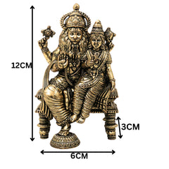 Brass Lakshmi Narasimha Swamy Idol Peetal Lakshmi Nrusimha Vigraha Narasingha Deva Murti Narasimha Perumal Moorthi for Puja Mandir Home Decor Gift, Gold, 4.5 Inch, 1 Piece