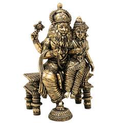 Brass Lakshmi Narasimha Swamy Idol Peetal Lakshmi Nrusimha Vigraha Narasingha Deva Murti Narasimha Perumal Moorthi for Puja Mandir Home Decor Gift, Gold, 4.5 Inch, 1 Piece