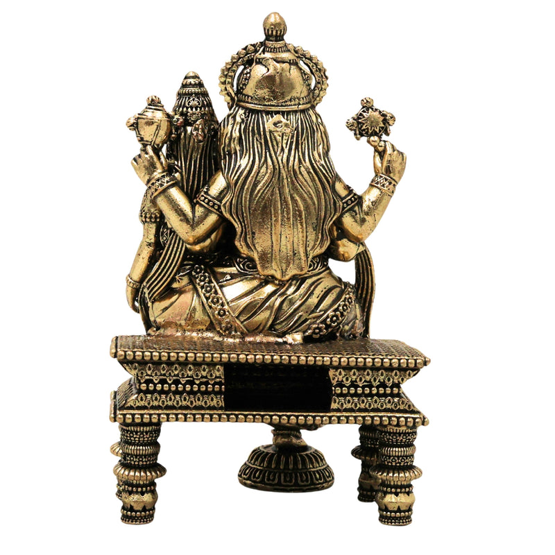 Brass Lakshmi Narasimha Idol Peetal Lakshmi Nrusimha Swamy Murti Narasingha Dev Vigraha Narasimhar Perumal Moorthi for Puja Home Decor, Gold, 5.5 Inch, 1 Piece
