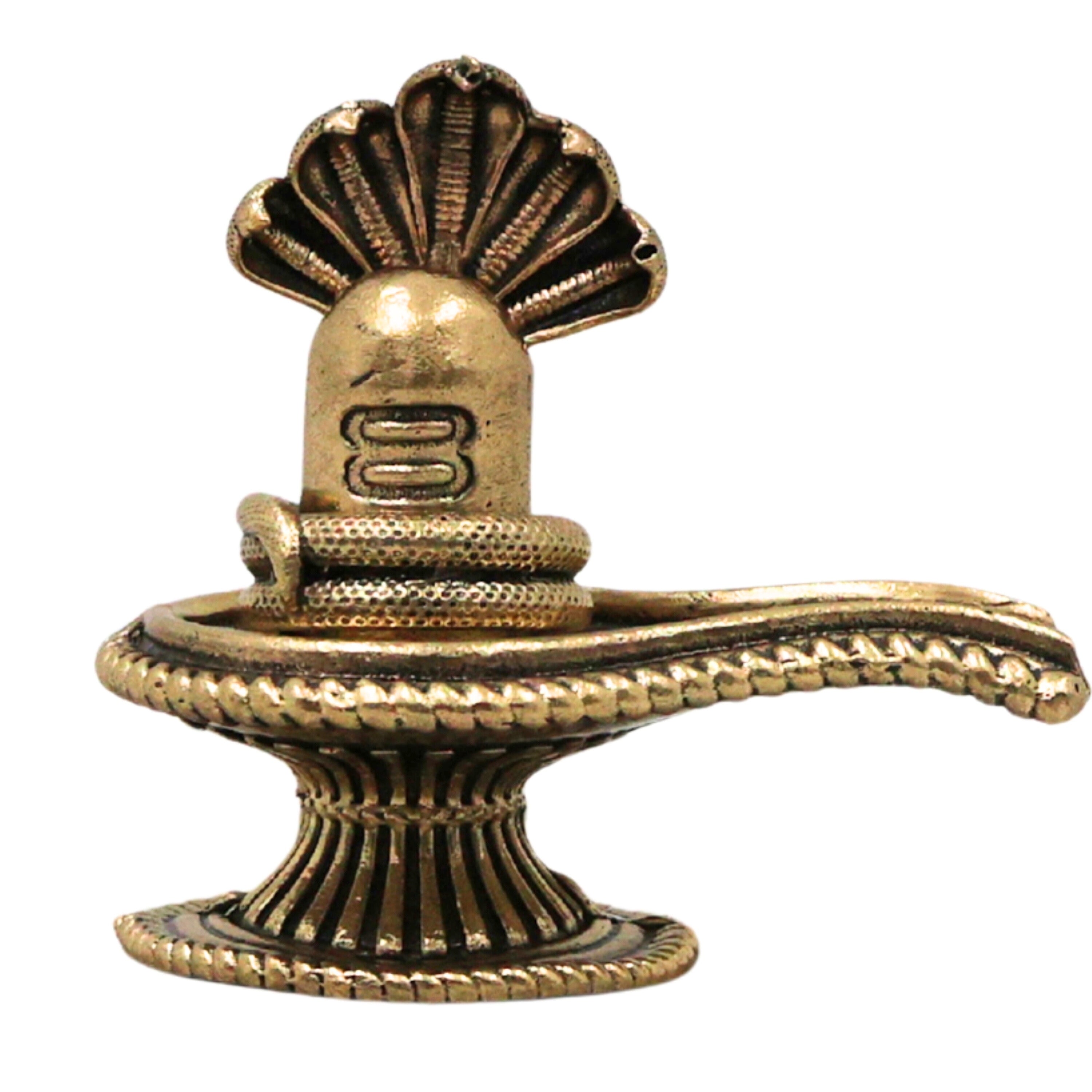 Brass Shiva Lingam Shivling Shivalinga Mahalingam Peetal Pital Linga Murti Mahadev Shankar Puja Idol for Home Mandir Decor, Gold, 2.5 Inch, 1 Piece