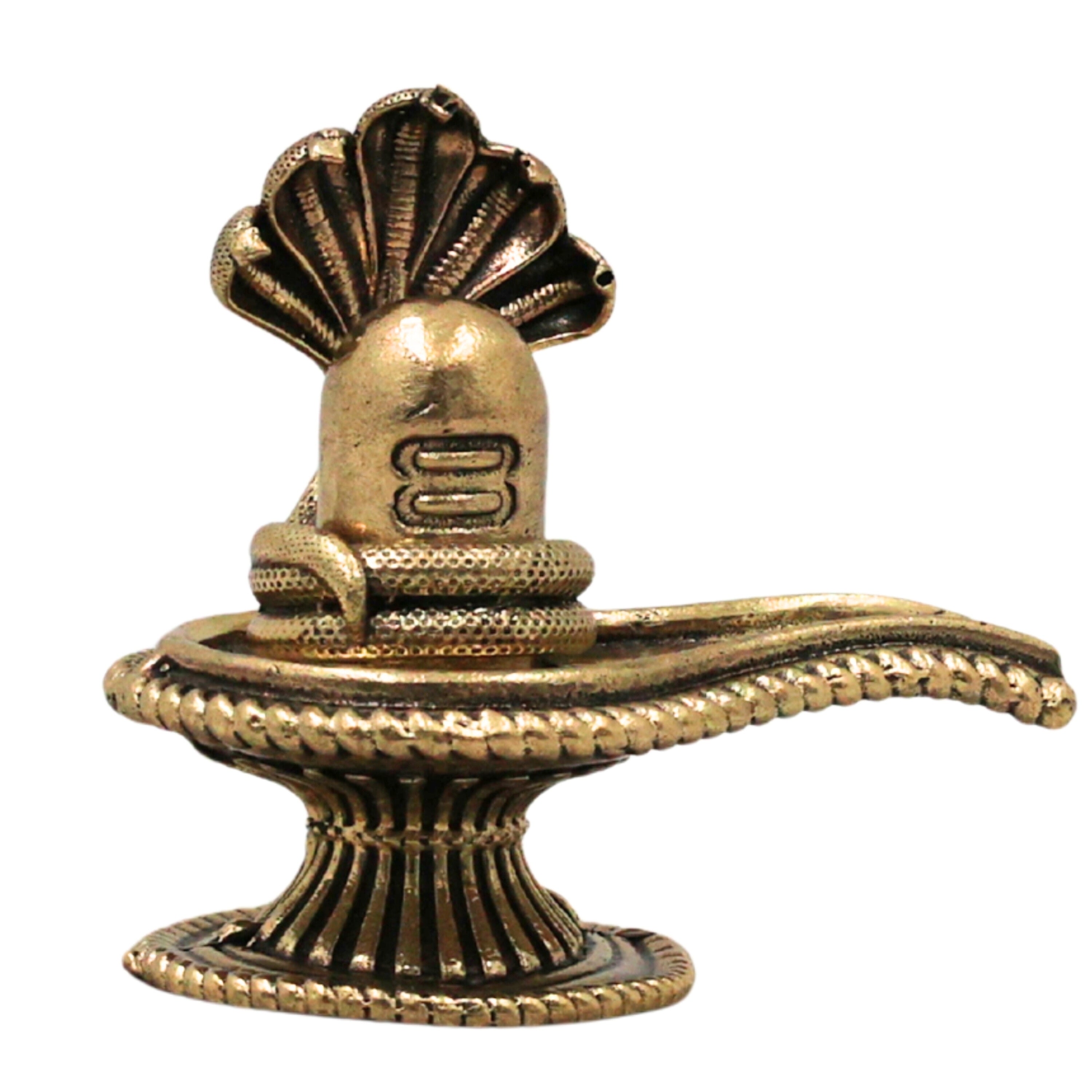 Brass Shiva Lingam Shivling Shivalinga Mahalingam Peetal Pital Linga Murti Mahadev Shankar Puja Idol for Home Mandir Decor, Gold, 2.5 Inch, 1 Piece