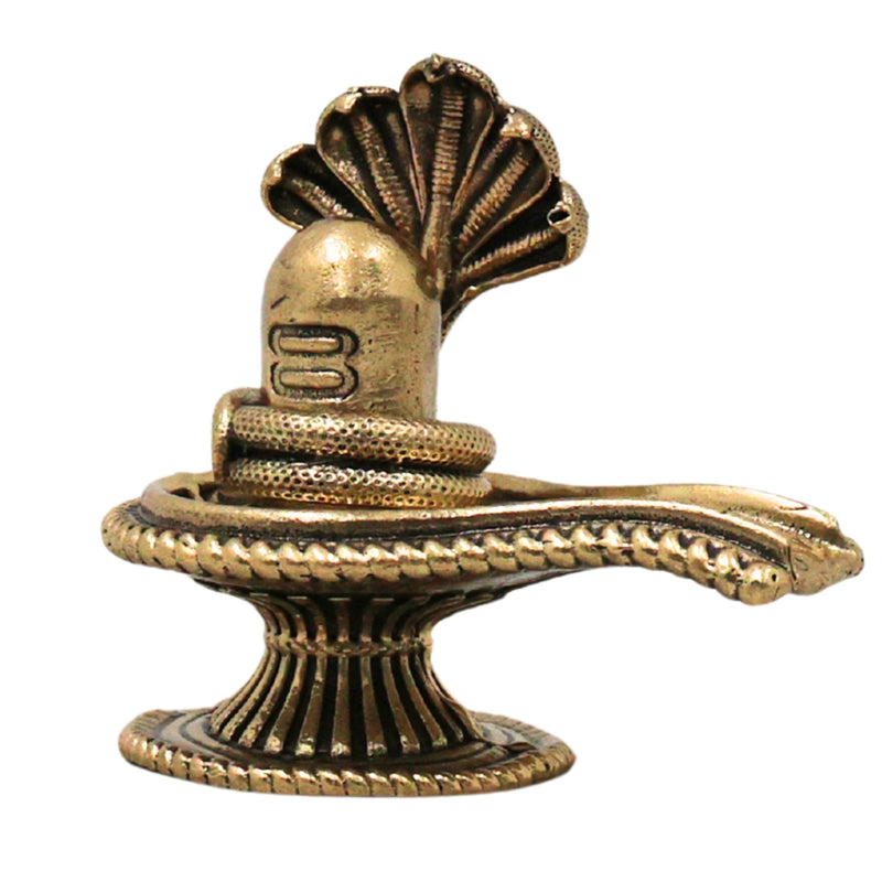 Brass Shiva Lingam Shivling Shivalinga Mahalingam Peetal Pital Linga Murti Mahadev Shankar Puja Idol for Home Mandir Decor, Gold, 2.5 Inch, 1 Piece