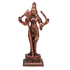 Copper Murugan Idol Kartikeya Skanda Subramanya Shanmukha Kumara Swaminatha Velmurugan Dandapani Saravana Bhava Puja Vigraha Statue for Home Temple Decor, Brown, 5.5 Inch, 1 Piece