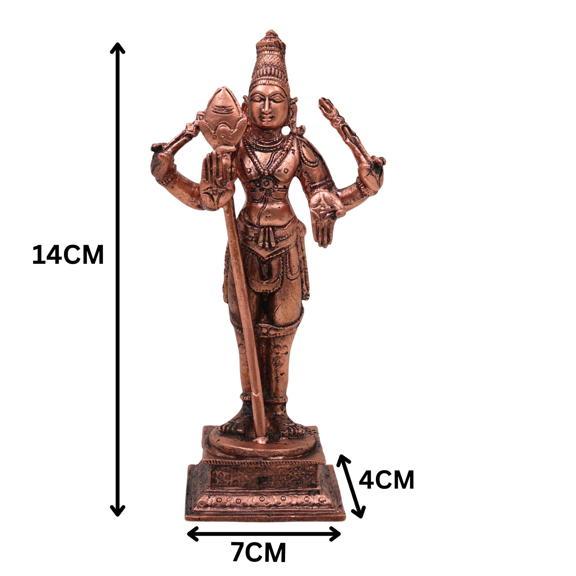 Copper Murugan Idol Kartikeya Skanda Subramanya Shanmukha Kumara Swaminatha Velmurugan Dandapani Saravana Bhava Puja Vigraha Statue for Home Temple Decor, Brown, 5.5 Inch, 1 Piece
