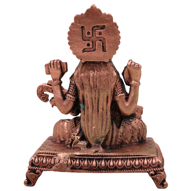 Copper Saraswati Idol Tamra Murti Maa Sharada Devi Vagdevi Vidya Saraswati Hamsavahini Veena Pustaka Dharini Statue for Puja Decor Gift, Brown, 3 Inch, 1 Piece
