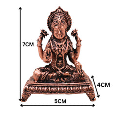 Copper Mahalakshmi Idol Sri Lakshmi Devi Murti Kamala Padmavati Narayani Lakshmi Mata Vigraha for Puja Mandir Vastu Diwali Decor, Brown, 3 Inch, 1 Piece