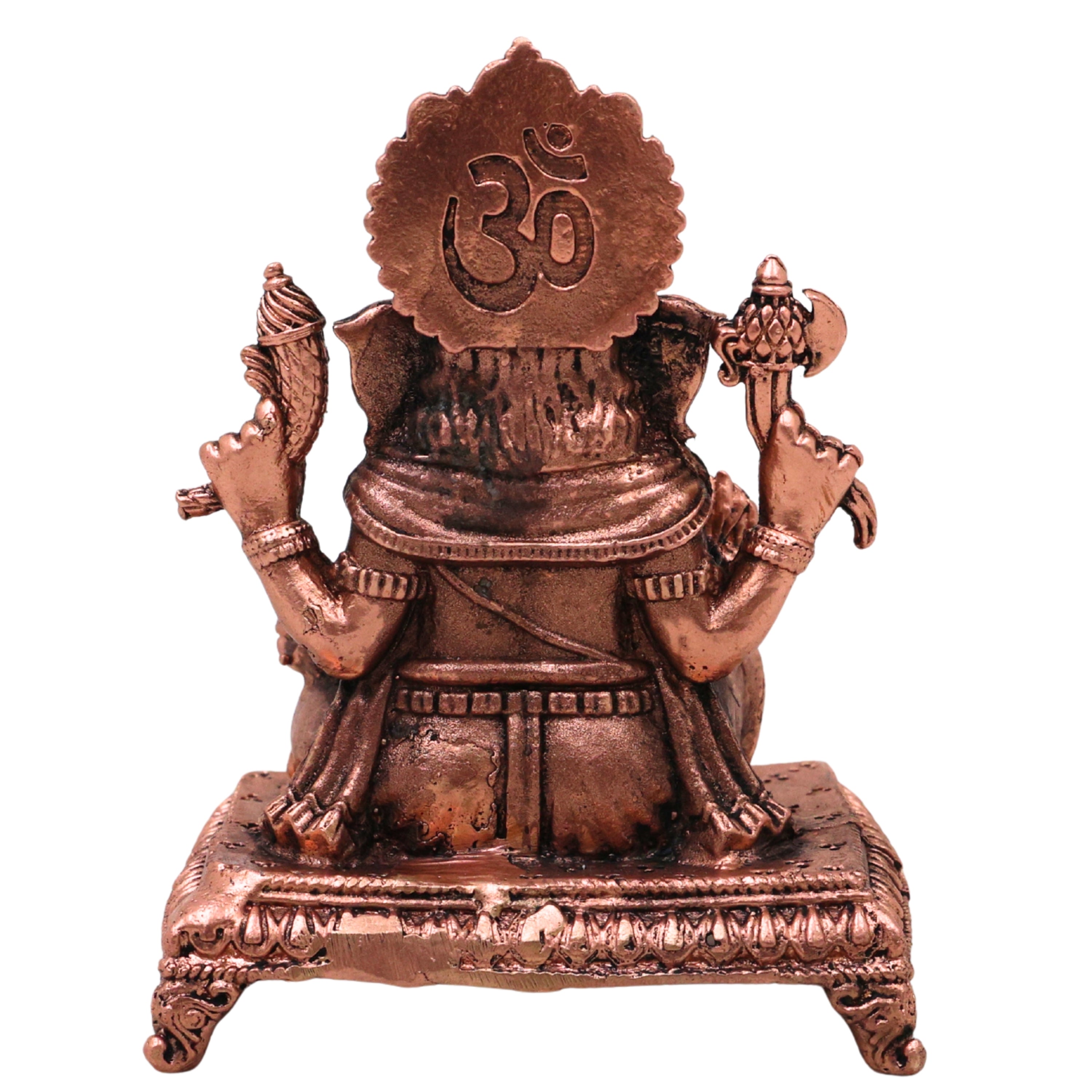 Copper Ganesha Idol, Tamra Ganapati Vinayaka Vighneshwara Siddhivinayak Pillaiyar Murti for Puja Mandir Home Decor Gift, Brown, 3 Inch, 1 Piece