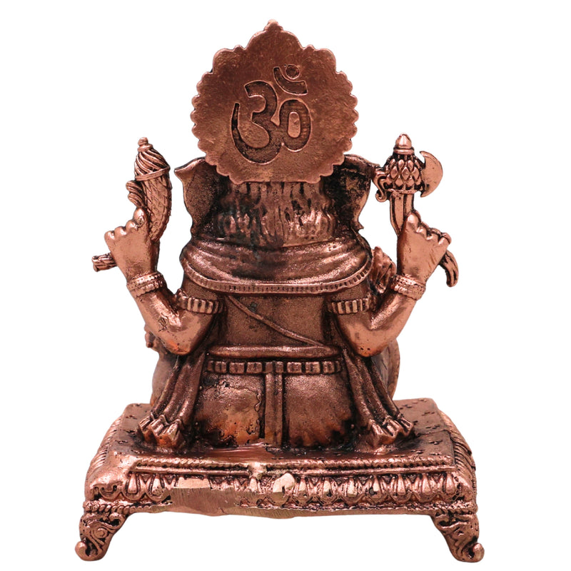 Copper Ganesha Idol, Tamra Ganapati Vinayaka Vighneshwara Siddhivinayak Pillaiyar Murti for Puja Mandir Home Decor Gift, Brown, 3 Inch, 1 Piece