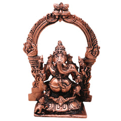 Copper Ganesha Idol, Tamra Ganapati Vinayaka Vighneshwara Gajanana Siddhivinayak Murti for Home Temple Puja Decor, Brown, 4 Inch, 1 Piece