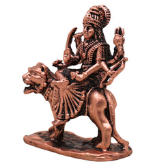 Copper Durga Maa Idol Tamra Mahishasura Mardini Murti Adi Shakti Ambika Jagadamba Bhavani Statue for Puja Home Decor Navratri Gift, Brown, 2.5 Inch, 1 Piece