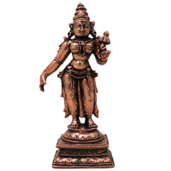 Copper Bhudevi Idol Sri Bhoomi Devi Prithvi Mata Vasundhara Dharani Tamra Murti for Puja Mandir Home Decor, Brown, 4 Inch, 1 Piece
