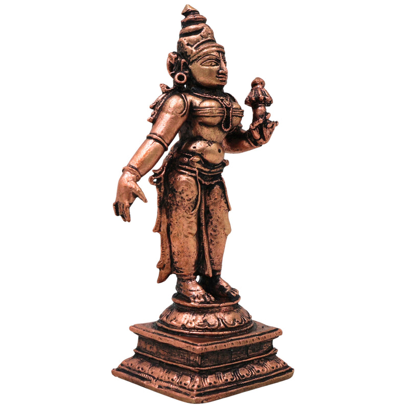 Copper Bhudevi Idol Sri Bhoomi Devi Prithvi Mata Vasundhara Dharani Tamra Murti for Puja Mandir Home Decor, Brown, 4 Inch, 1 Piece