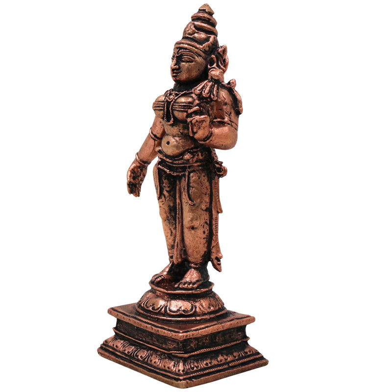Copper Bhudevi Idol Sri Bhoomi Devi Prithvi Mata Vasundhara Dharani Tamra Murti for Puja Mandir Home Decor, Brown, 4 Inch, 1 Piece