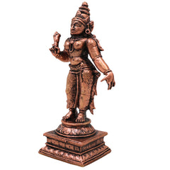 Copper Sri Devi Mahalakshmi Idol, Tamra Lakshmi Devi Murti, Vishnu Priya Narayani Vigraham for Pooja, Home Mandir Decor & Auspicious Gifts, Brown, 4 Inch, 1 Piece