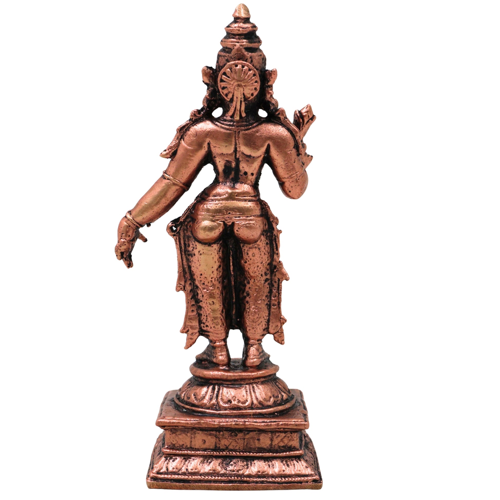 Copper Sri Devi Mahalakshmi Idol, Tamra Lakshmi Devi Murti, Vishnu Priya Narayani Vigraham for Pooja, Home Mandir Decor & Auspicious Gifts, Brown, 4 Inch, 1 Piece