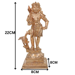 Murugan Kartikeya Subrahmanya Shanmukha Swaminatha Palani Andavar Vel Murugan Panchaloha Panchadhatu Bronze Murti Skanda Kumara Senthil Arumuga Handmade Chola Art South India Idol Statue, Gold, 8.5 Inch, 1 Piece