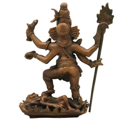 Bronze Maha Kali Idol Mahakali Kalika Dakshina Kali Bhadrakali Chamundi Kali Mata Murti Panchaloha Style Chola Art Handmade Kali Amman Kalikambal Vigraha for Puja Mandir Decor Temple Statue, Brown, 6.5 Inch, 1 Piece