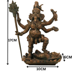 Bronze Maha Kali Idol Mahakali Kalika Dakshina Kali Bhadrakali Chamundi Kali Mata Murti Panchaloha Style Chola Art Handmade Kali Amman Kalikambal Vigraha for Puja Mandir Decor Temple Statue, Brown, 6.5 Inch, 1 Piece