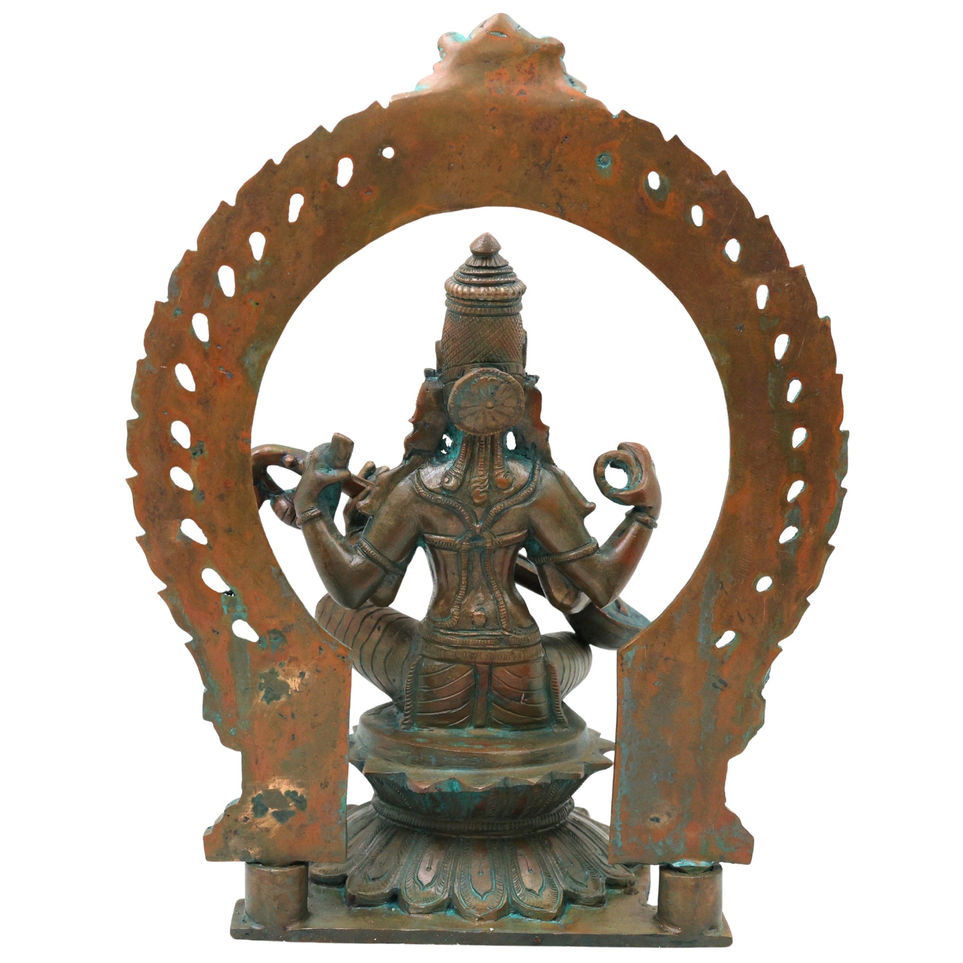 Bronze Saraswati Idol Veena Vadini Hamsa Vahini Sharada Vani Vagdevi Vidya Saraswati Murti Statue for Home Temple Worship and Decor, Brown, 12.5 Inch, 1 Piece