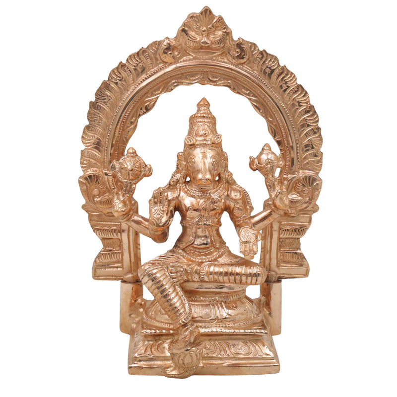 Bronze Hayagriva Idol Lakshmi Hayagreeva Swamy Murti Vidya Hayagriva Veda Hayagrivar Vishnu Avatar Hayagreeva Perumal Vigraha for Puja Mandir Temple Decor Statue, Gold, 8.5 Inch, 1 Piece