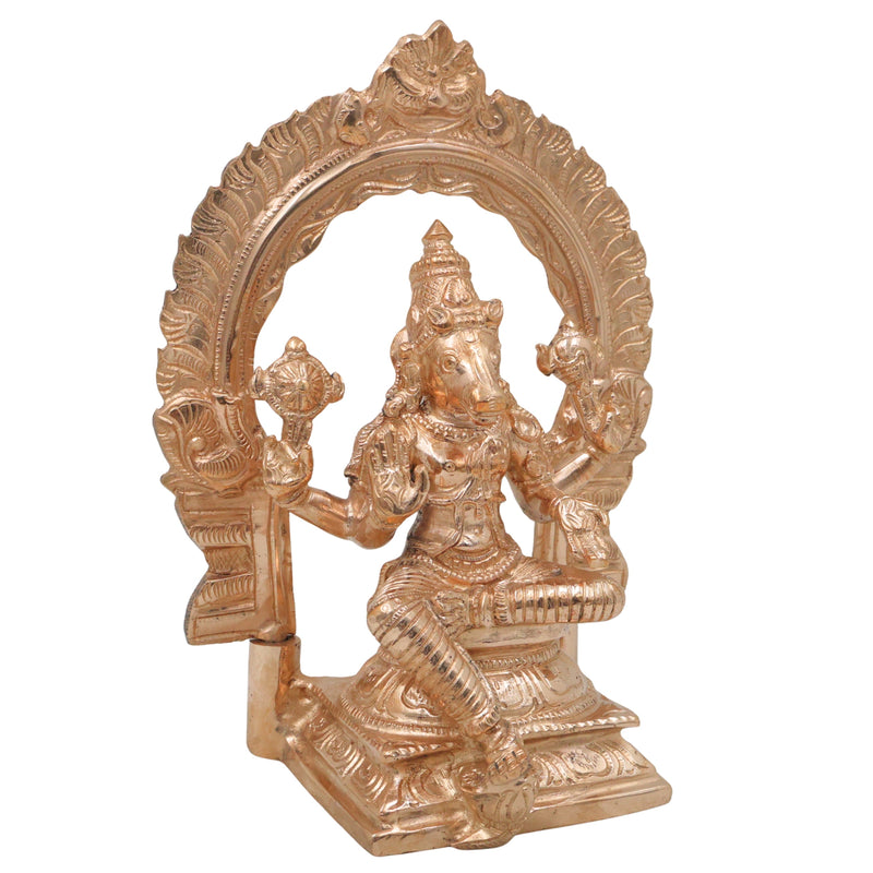 Bronze Hayagriva Idol Lakshmi Hayagreeva Swamy Murti Vidya Hayagriva Veda Hayagrivar Vishnu Avatar Hayagreeva Perumal Vigraha for Puja Mandir Temple Decor Statue, Gold, 8.5 Inch, 1 Piece