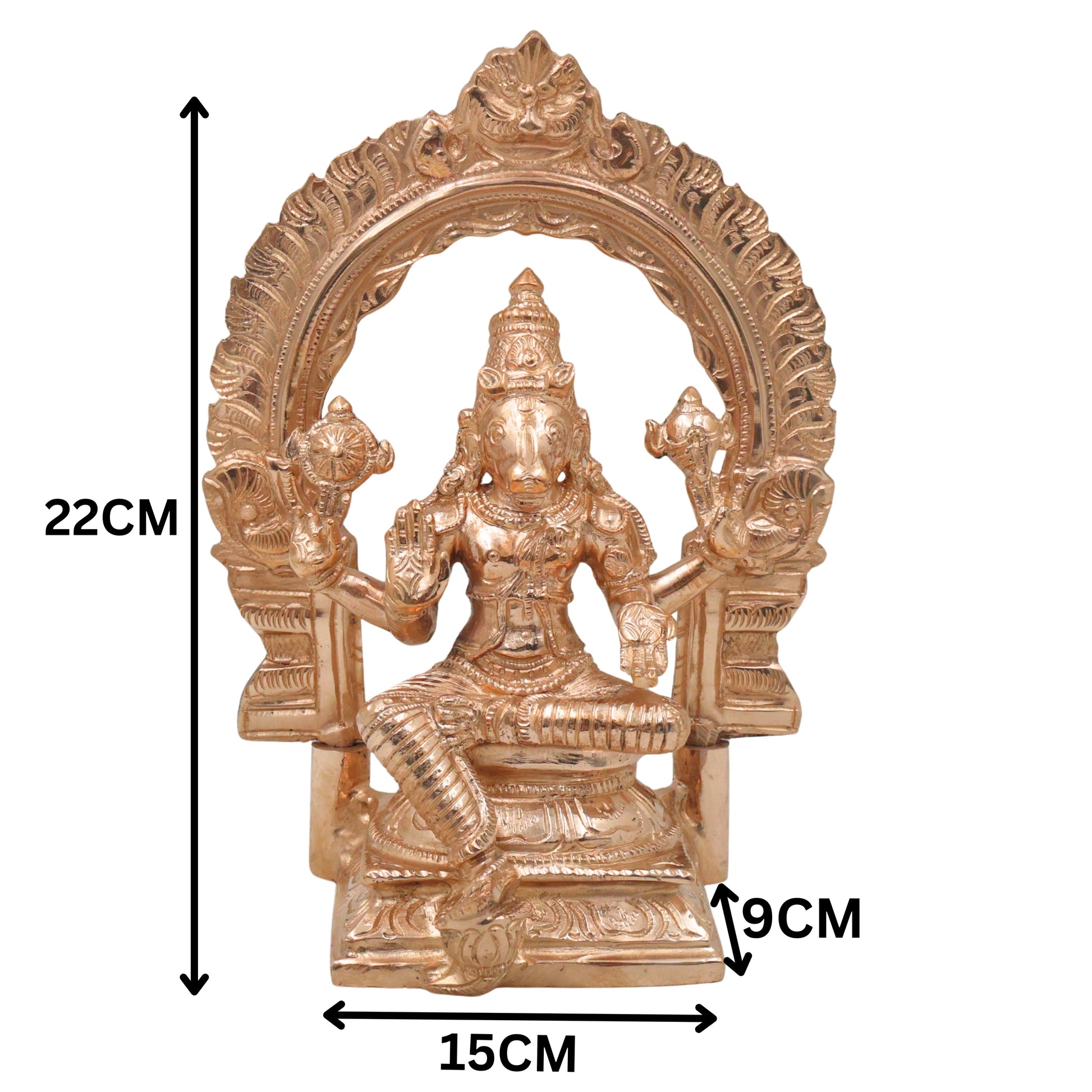 Bronze Hayagriva Idol Lakshmi Hayagreeva Swamy Murti Vidya Hayagriva Veda Hayagrivar Vishnu Avatar Hayagreeva Perumal Vigraha for Puja Mandir Temple Decor Statue, Gold, 8.5 Inch, 1 Piece