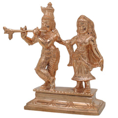 Bronze Radha Krishna Idol Radhe Krishna Radha Govinda Radha Gopal Radha Shyamsundar Radha Madhav Radha Raman Radha Vallabh Murti Statue for Puja Mandir Home Decor Devotional Sculpture, Gold, 6 Inch, 1 Piece