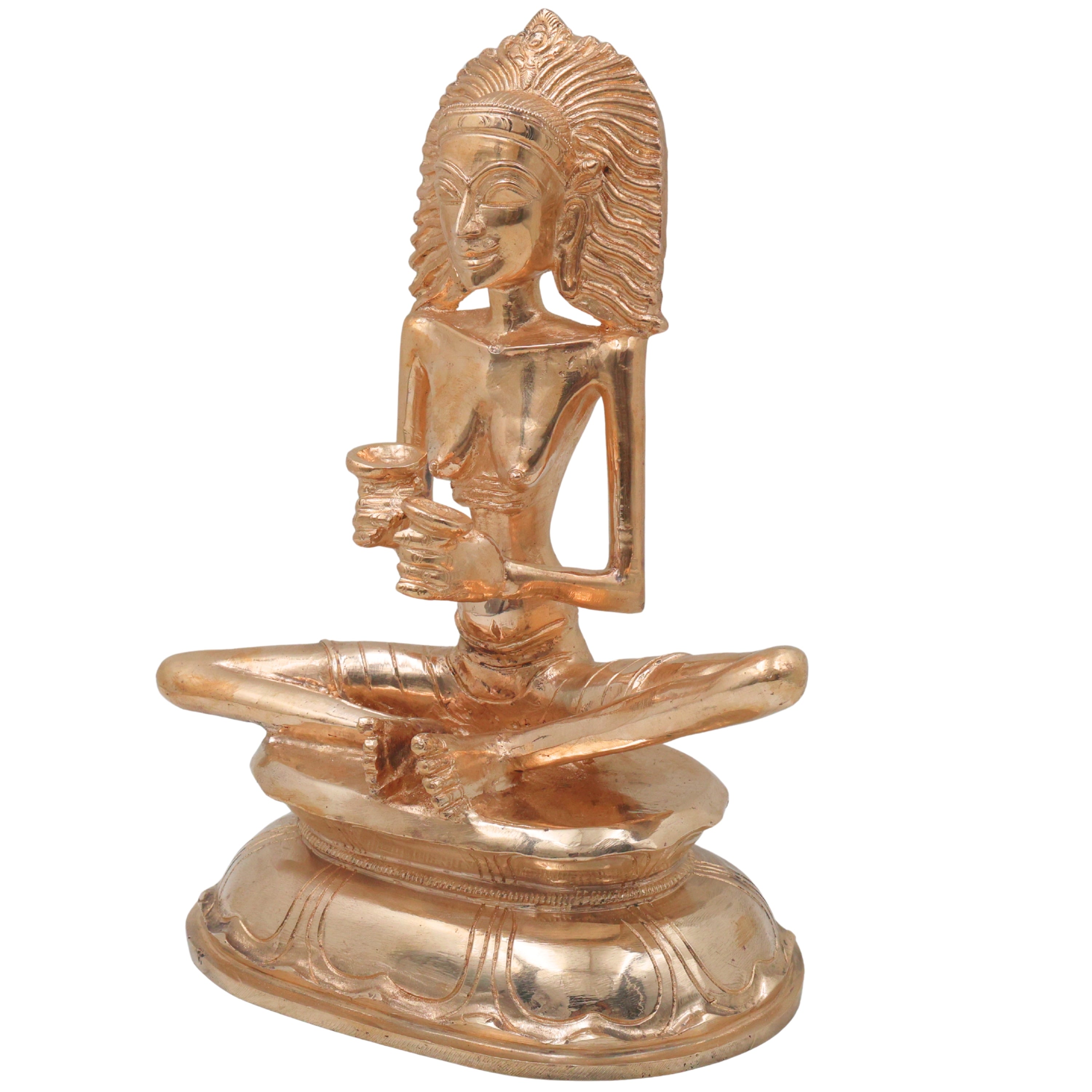 Bronze Karaikkal Ammaiyar Idol Karaikal Amman Ammai Shaivite, Gold, 10 Inch, 1 Piece
