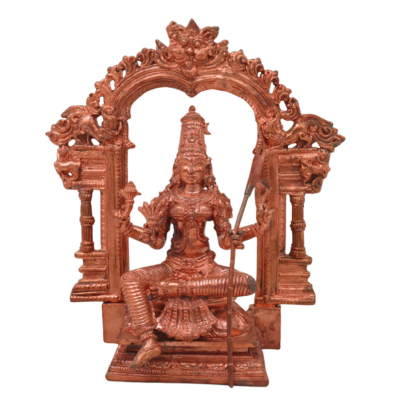 Bronze Rajarajeshwari Idol Lalita Tripura Sundari Lalitambika Shodashi Kameshwari Kamakshi Bhuvaneshwari Adi Parashakti Panchaloha Panchadhatu Chola Art Handmade Vigraha Statue for Puja Mandir Decor, Gold, 6 Inch, 1 Piece