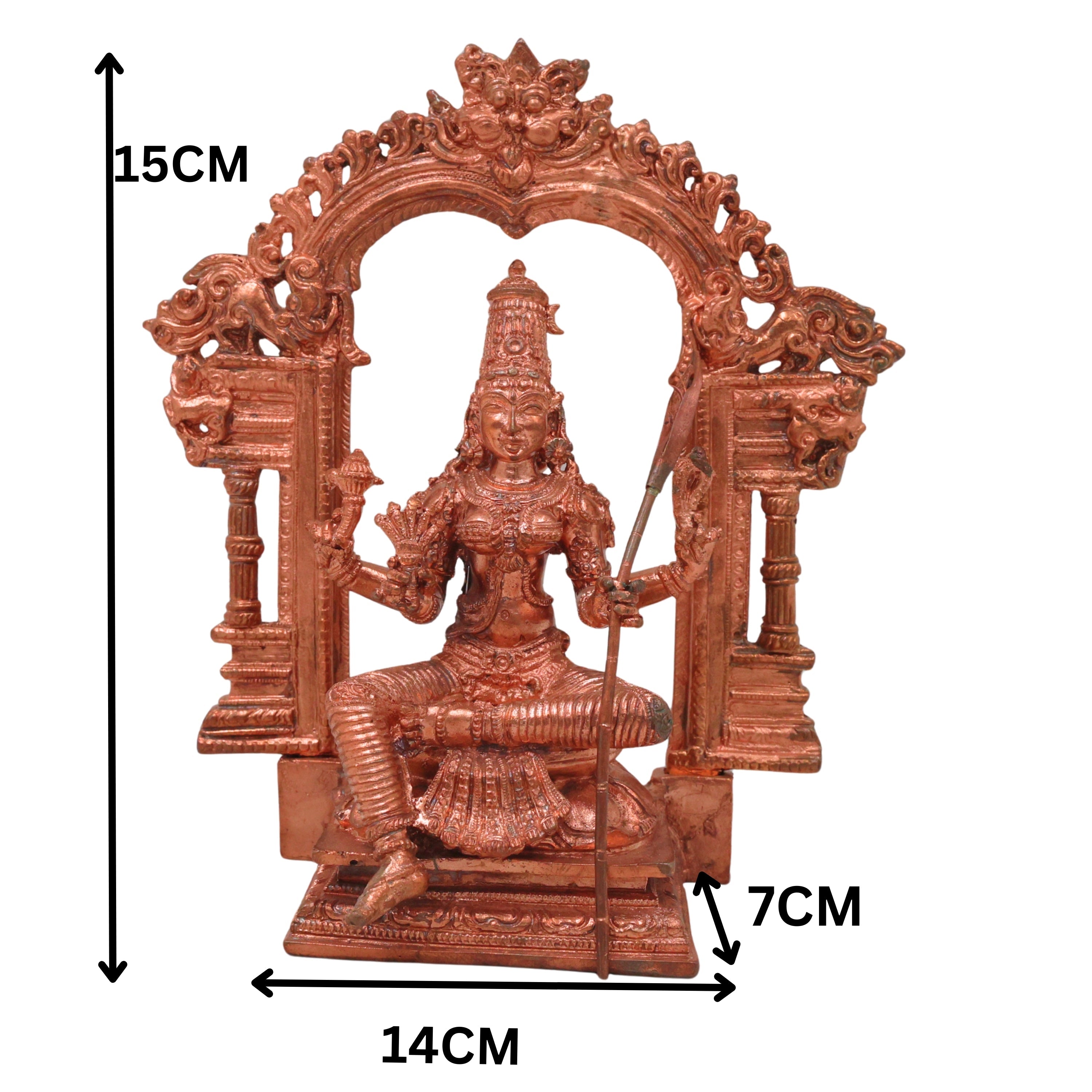 Bronze Rajarajeshwari Idol Lalita Tripura Sundari Lalitambika Shodashi Kameshwari Kamakshi Bhuvaneshwari Adi Parashakti Panchaloha Panchadhatu Chola Art Handmade Vigraha Statue for Puja Mandir Decor, Gold, 6 Inch, 1 Piece