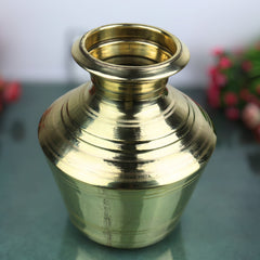 Brass Water Pot Kalash Kamandalu Kumbha Pooja Jal Patra Mangala Kalasha Purna Kumbh Ghata Lota Abhishekam Tirtha Patra Sacred Mandir Puja Vessel Peetal Pittal Pital Ritual Water Pot for Temple Worship, Gold, 11.5 Inch, 1 Piece