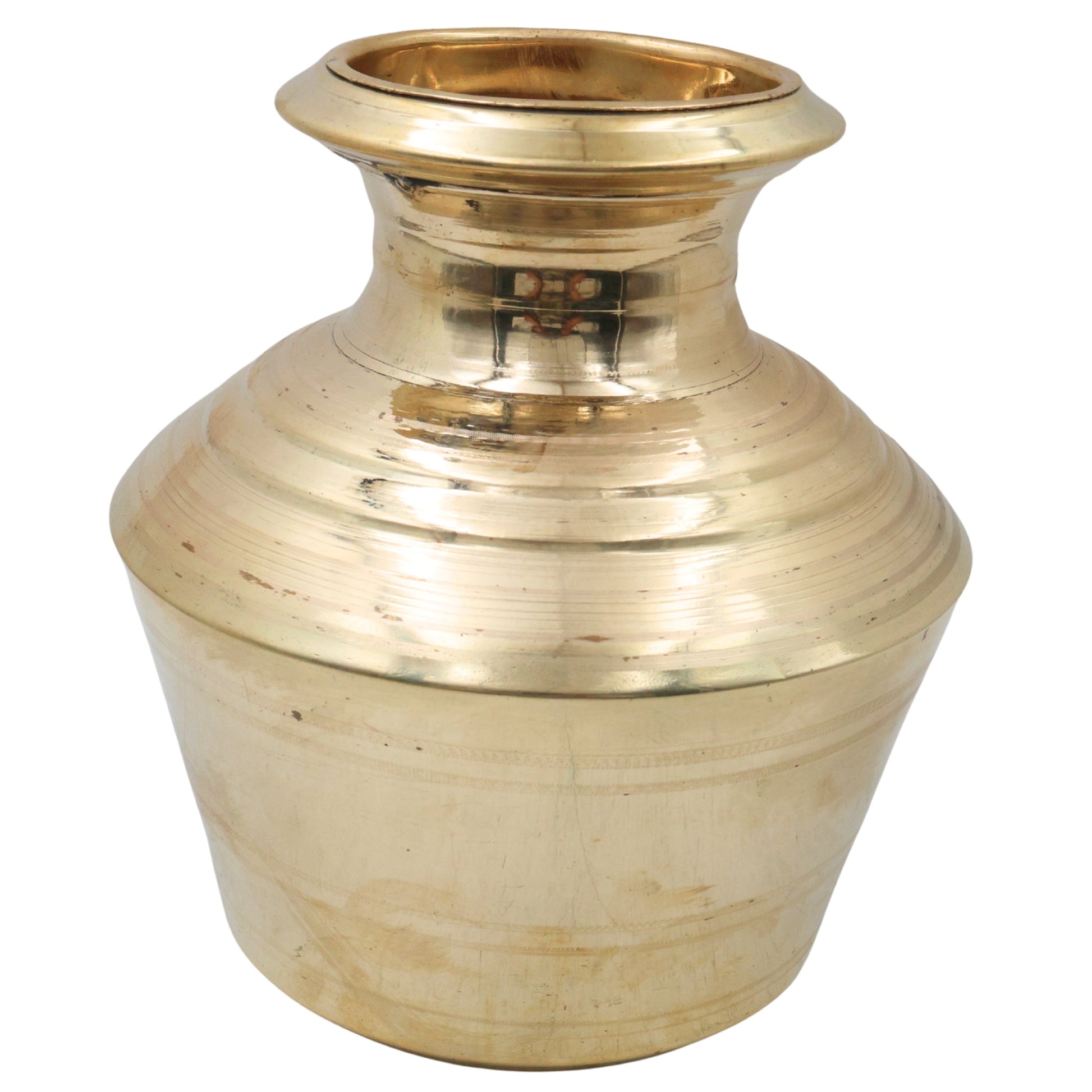 Kalash Water Pot Kamandalu Kumbha Jal Patra Purna Kalasha Mangala Kalash Panchaloha Brass Ritual Vessel Puja Kalasam Temple Kumbham Teertha Patra Ghata Lota Abhishekam Kalash Hindu Puja Vessel , Gold, 10 Inch, 1 Piece