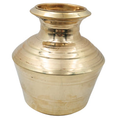 Kalash Water Pot Kamandalu Kumbha Jal Patra Purna Kalasha Mangala Kalash Panchaloha Brass Ritual Vessel Puja Kalasam Temple Kumbham Teertha Patra Ghata Lota Abhishekam Kalash Hindu Puja Vessel , Gold, 10 Inch, 1 Piece